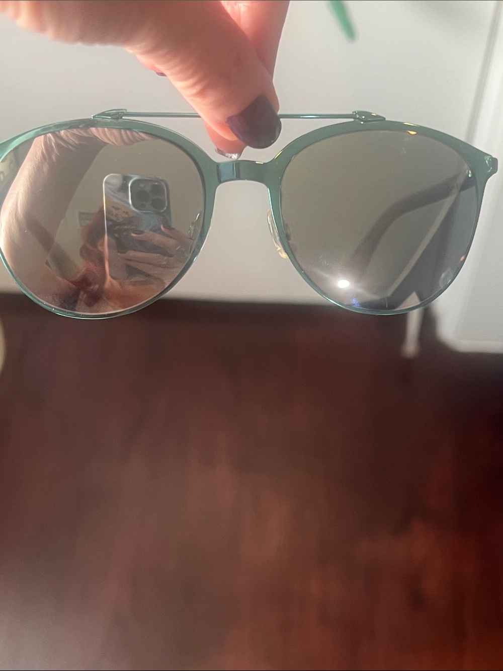 Dior Green Metal Round Aviator Sunglasses with Dark Lenses - Picture 13 of 14